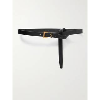 Saint Laurent Cassandre 20 leather belt - black - 85CM