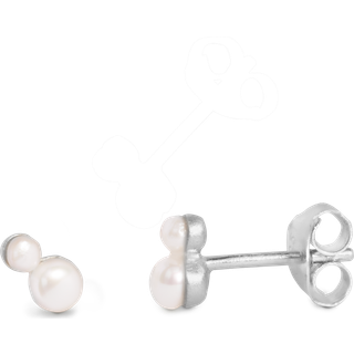 Pearl Double Øreringe, Silver