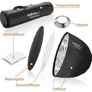 Walimex pro Studio Line Deep Rota Softbox QA90 mit Softboxadapter Balcar
