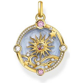 Thomas Sabo PE960-471-1 Vergoldeter Kettenanhänger mit hellblauer Emaille Damen