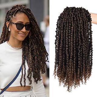 Silike Passion Twist Crochet Hair 18inch 6Packs For-twisted syntetisk lang krøllet 12 rødder fletning hårforlængelser til kvinder (18 tommer T30)