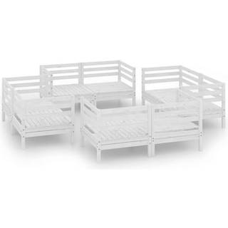 Loungesæt Til Haven 8 Dele Massivt Fyrretræ - Hvid