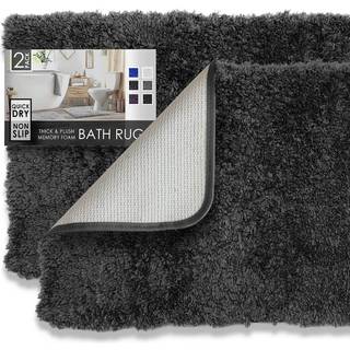 Clara Clark Badev?relse t?pper Ultra Soft Shaggy Bath Rugs - Badm?tter til badev?relse Maskinvask Non Slip Backing Rubber 2 Sty Badev?relset S?t