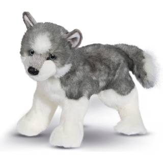 Douglas Sasha Husky Plysdyr: Realistisk, bevægelig plysvalp med blå øjne og læderlignende næse samt poter fyldt med pellets