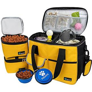 Petami hunde rejse taske rejser k?ledyr taske arrang?r hund mad rejser taske med madbeholder og sk?le hunde rejse forsyninger gave tilbeh?r til w