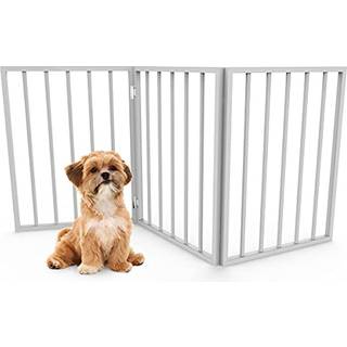 Petmaker Pet Gate- Hund Gate til d?r?bninger trapper eller husfremstander af foldning af harmonika-stil tr? indend?rs hundehegn (24-tommer hvid)