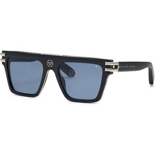 Philipp Plein Unisex SPP108V PLEIN ICON 703 Solbriller Acetat Sort Blå Firkantet Normal