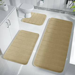 Yimobra 3 stykker hukommelsesskum bademåtte sætter 44.1x24 31.5x19.8 og U-formet til badeværelset tæpper toiletmåtter Ikke-skridsik