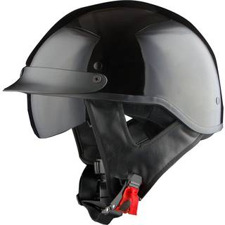 1Storm Motorcykel Half Face Hjelm Knallerter Scooter Pilot med udtr?kkeligt indre r?get visir blank sort