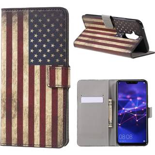 Huawei Mate 20 Lite mobiletui i kunstlæder med smukt printet mønster - Retro USA flag