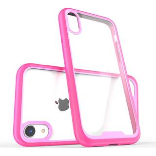 iPhone Xr beskyttelsesetui i kombimaterialer med akryl bagside - Rosa