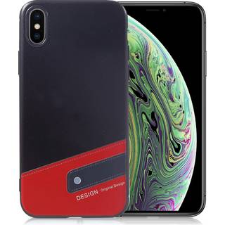 iPhone XS beskyttelsesetui i silikone med præget mønster - Sort/Rød