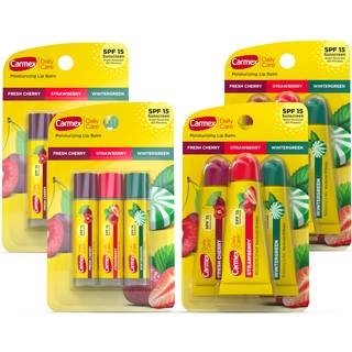 Carmex Daily Care Moisturizing Lip Balm With SPF 15 Multi-Flavid Lip Balm Pack 12 Count (6 rør 6 pinde)