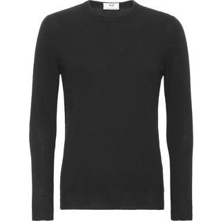 Klassisk cashmere pullover med rund hals i sort Small