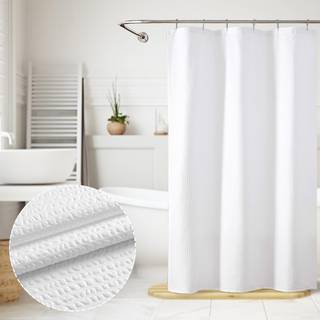 OVZME BERRY STALL STOFFRAFFORBUDER 36 x 72 tommer - Soft & Waffle Lille hvidt bruseforhæng til badeværelse med tekstur til smal stallstørrelse ma