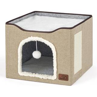 Sengesur katte senge til indend?rs katte - stor kattehule til k?ledyr kattehus med fluffy bold h?ngende og ridsepude sammenfoldelig katte Hideawa