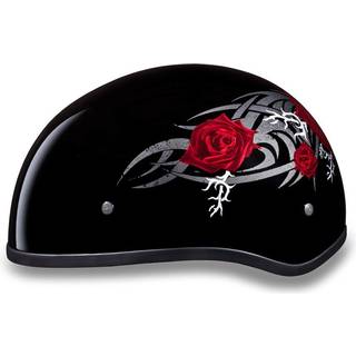 Daytona hjelme Half Skull Cap Motorcykelhjelm - DOT -godkendt [Rose] [XS]