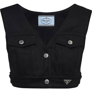 Prada Embellished denim crop top - black - XL