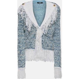 Balmain Fringed denim tweed jacket - blue - XS