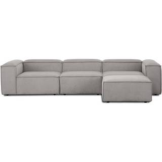 Modulær sofa Lennon (4-personers) i riflet fløjl med puf (venstre/højre)