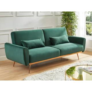 3-personers sovesofa med klik-klak mekanisme i mørkegrønt fløjl LAUNEI
