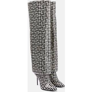 Balmain Ariel monogram knee-high boots - beige - EU 36