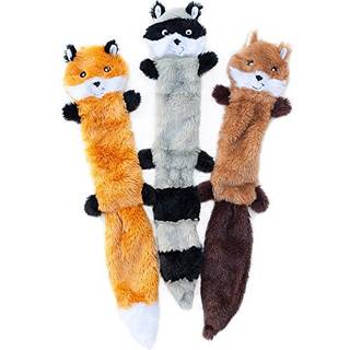 Zippypaws Skinny Peltz - Fox Raccoon & Squirrel - Ingen fyldning Squeaky Dog Toys Unstuffed Chew Leget?j til sm? og mellemstore racer Bulk Multi