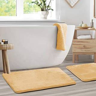 Clara Clark Bath Mat Set - Memory Foam Bath Mat - Blødt badeværelse tæppe - Non Slip and Super Absorbent - Hurtig tørringsmaskine Vaskbart bademå