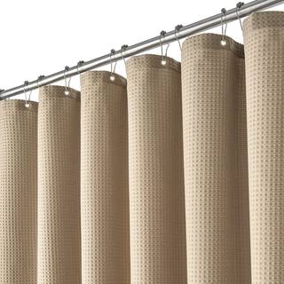 Dynamene Stall Stof Bruseforh?ng - 36x72 Vaffelv?vet Stof Bruseforh?ng til Bad Neutral Heavy Duty Hotel Spa Luksus Badegardin S?t med 6 plastikkr