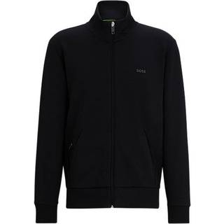 Sweatshirt i bomuld med stræk, lynlås og logoprint