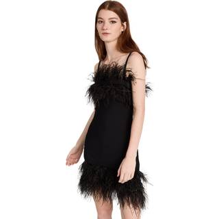 Staud Etta feather-trimmed knit minidress - black - XS