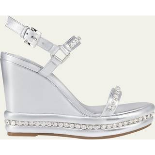 Christian Louboutin Pyrastrass metallic leather wedge sandals - silver - EU 36