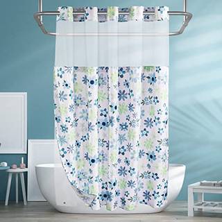 Lagute Snaphook Hook Free Fabric Floral Broes Gardin til moderne badeværelse med snap-in foring & se gennem topvinduet Machine Washing | Hotel Gr