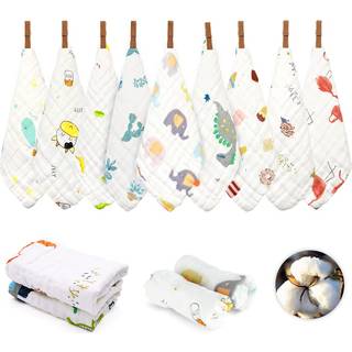 Maveek 9 Pack Toddlers Burp Cloths 9.8 '' X 9.8 '' Baby Drool Bib Strong Absorbent Muslin Washcloths Lommetchief Speiva Wipes for Toddlers Boys &