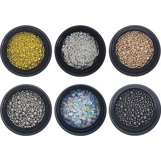 6 kasser neglekunstperler neglekunst metal kugler negleperler til neglekunst guld sølv rose guld negl kunst stål perler negle kaviar perler til n