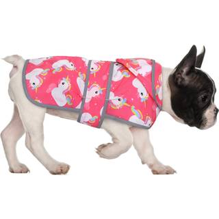 HDE Regnfrakke til hunde med klar htte regnjakke Poncho til sm mellemstore hunde Unicorn Ducks Pink - M