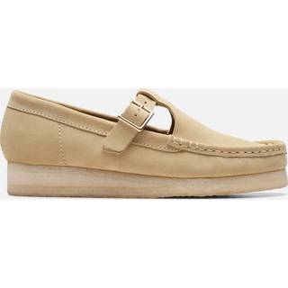 Clarkstil kvinder. 26175665 Wallabee T Bar beige lædersko (38), 1-3 cm, Ruskind, Spænder, Casual