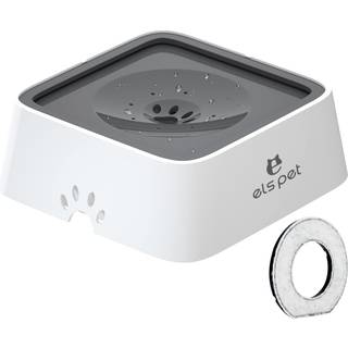 Els Pet Dog Bowl No Spill Pet Water Bowl No Dryp Slow Water Feeder Cat Bowl Pet Water Dispenser 70 oz/2l storkapacitet Rejsevandsk?l til hunde ka