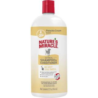 Nature's Miracle Havrebaseret shampoo og balsam til hunde, 32 oz, duft af pistaciecreme – lugtdæmpende og fugtgivende