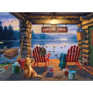 Buffalo Games - Darrell Bush - Lakeside Lodge Twilight - 1000 Piece Jigsaw -puslespil til voksne, der udfordrer puslespil perfekt til spilaftener