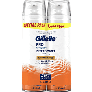 Gillette Pro Sensitive Deep Comfort Shave Foam 2x250ml