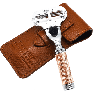 Parker Shaving TRVL-Ladies Venus Compatiable Rose Gold Textured Razor With Leather Case