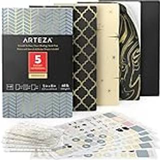 Arteza Pocket Notebooks 5 x 8 tommer sæt på 5 40 ark hver marokkansk design 2 prikket 2 styrede og 1 blank softcover journal med glat papir