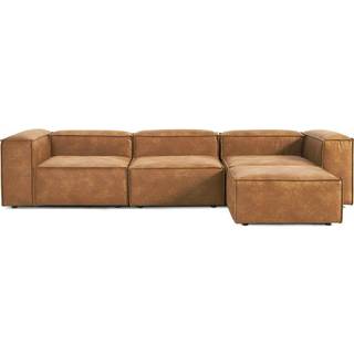 Modulær sofa Lennon (4-personers) i genanvendt læder med puf (venstre/højre)