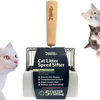 Drys & fej katte kuld scoop - Heavy Duty kuld Scooper & Speed ???ifter med behageligt b?g tr? greb - metal katte kuld scoop vaskbart praktisk st