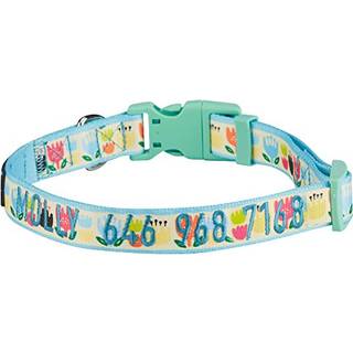 Blueberry Pet Essentials 8 mønstre Personaliseret tilpasset justerbar ID Hund krave Flerfarvet tulipan blomsterprint Lille broderet med navn og t