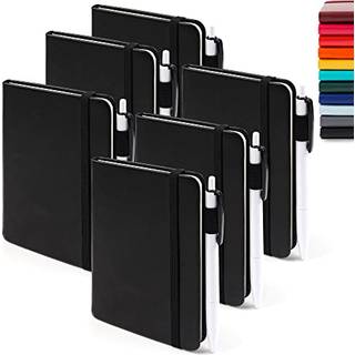 Feela 6 Pack Pocket Mini Notebooks Bulk Small Cute Memo Notepads Hardcover College styrede foret tidsskrifter med Pen Holder for School Business