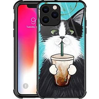 GoodSprout kompatibel med iPhone 13 Pro Max Case Cat Drinking Coffee Fantastiske mønsterdesign ShockProof Anti-Scratch Hard PC Back Case til Appl