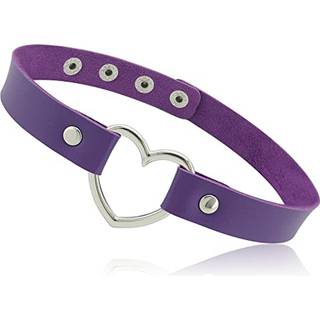 Ethoon Love Heart Choker Pu Leather Choker halskæde Goth Choker Collar Chain Purple Purple