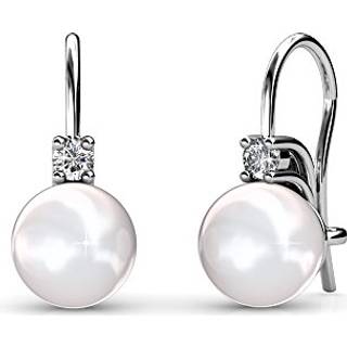 Cate & Chloe Cassie 18k White Gold Pearl Drop Earrings for Women | Women's Drop & Ding